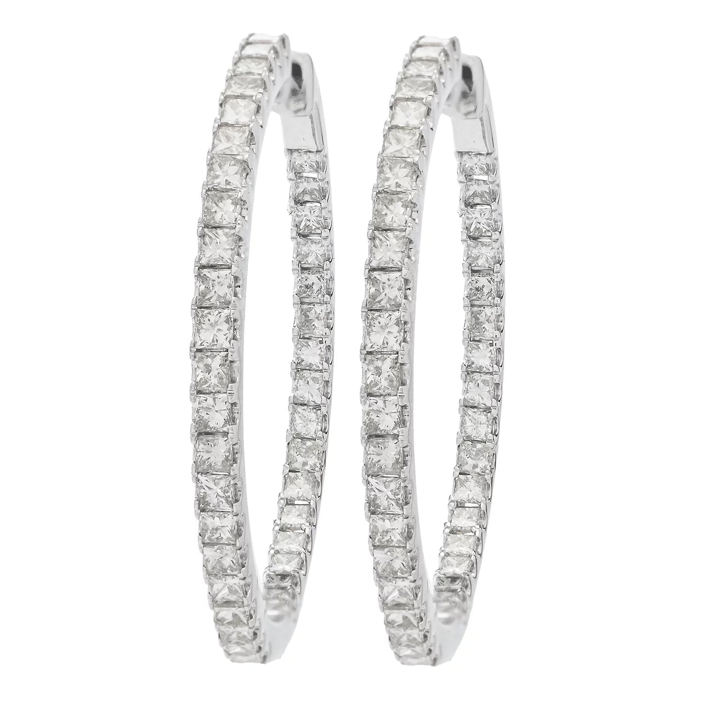 14K White Gold 1.97ctw Diamond Inside-Out Hoop Earrings, 1