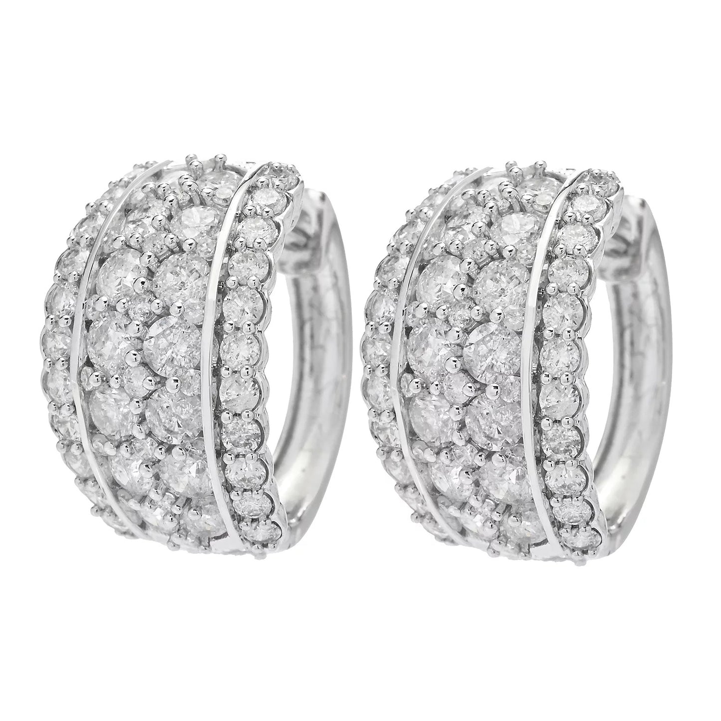 14K White Gold Diamond Hoop Earrings, 2.00ctw, 6.2 grams