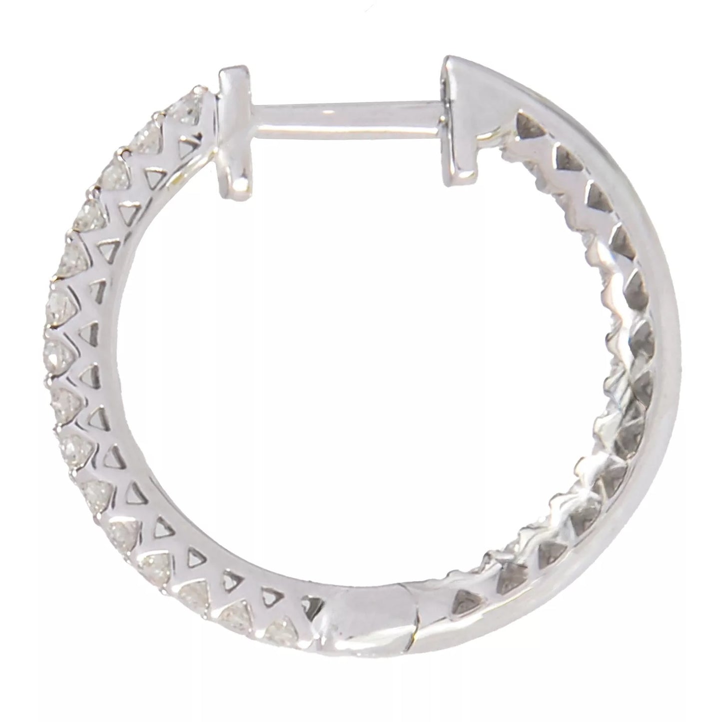 14K White Gold 0.50ctw Diamond Inside-Out Hoop Earrings, 3.0 grams