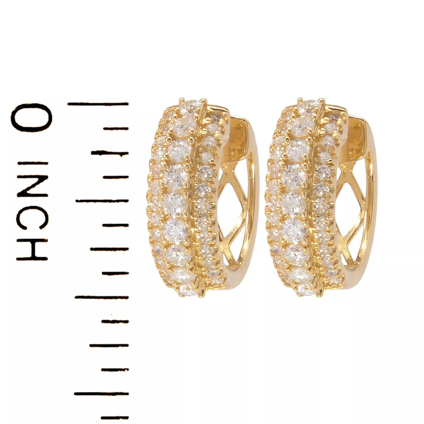 14K Gold Polished 0.50ctw Diamond Huggie Hoop Earrings