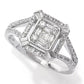 14K White Gold 0.44ctw Baguette & Round Diamond Ring, Size 7