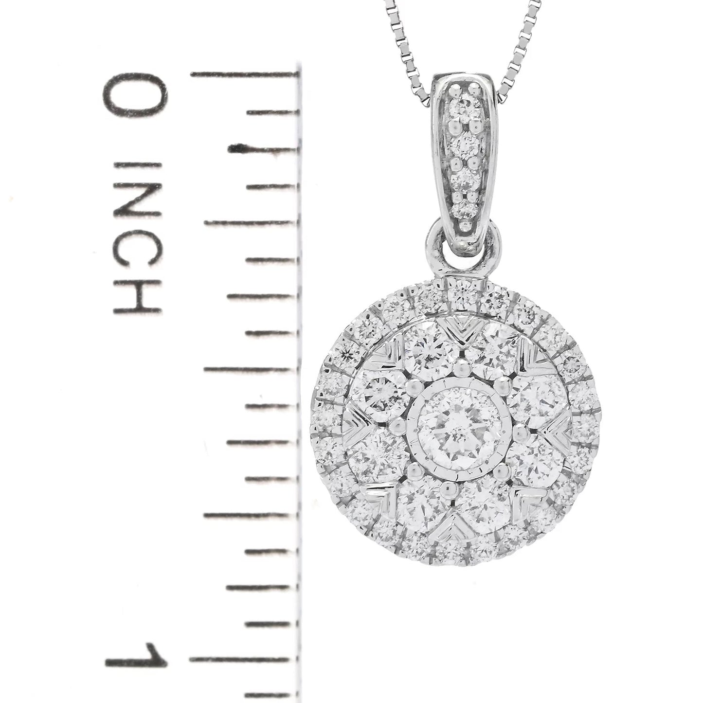 14K White Gold 0.76ctw Diamond Pendant with Chain, 4.7 grams