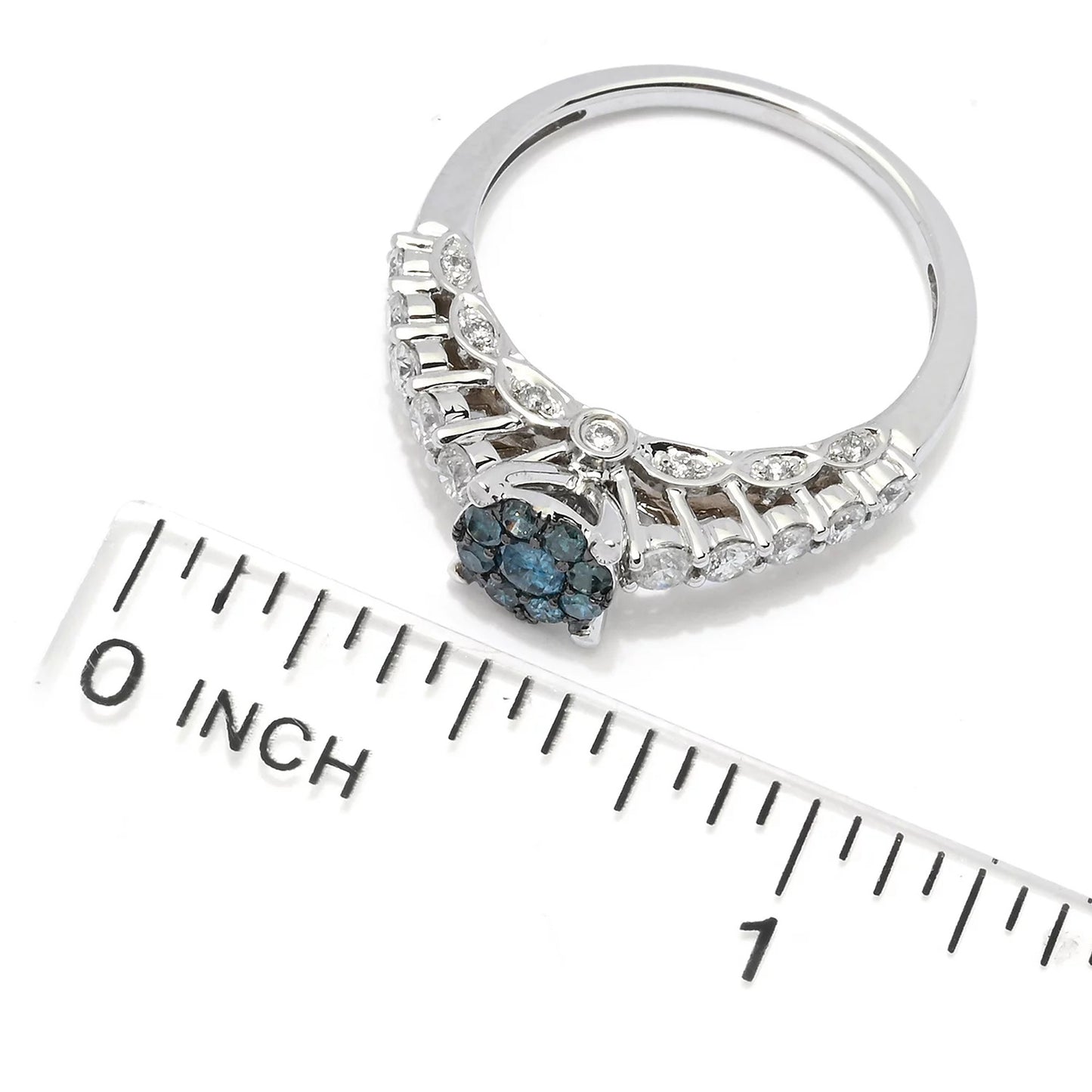 10K White Gold 0.76ctw Fancy Blue & White Diamond Ring, 2.4 grams