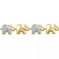 Gold-Plated Two-Tone Elephant Link Bracelet with Diamond Accents – 7.5 Inch, Ideal Gift for Her