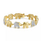 Gold-Plated Two-Tone Elephant Link Bracelet with Diamond Accents – 7.5 Inch, Ideal Gift for Her