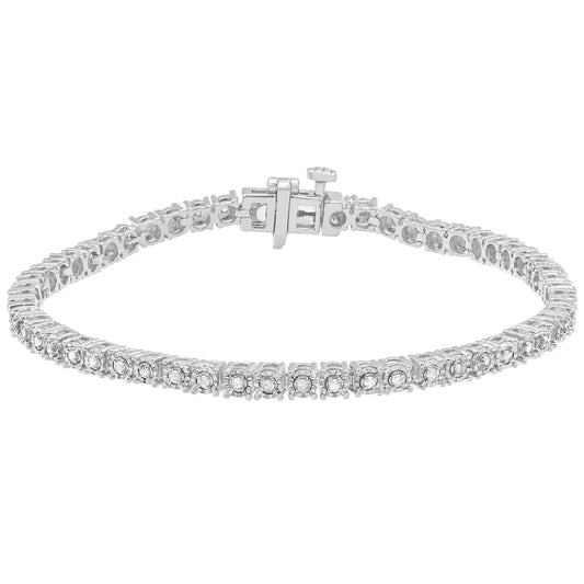 Sterling Silver Diamond Tennis Bracelet for Women, 1/2 Carat Total Weight