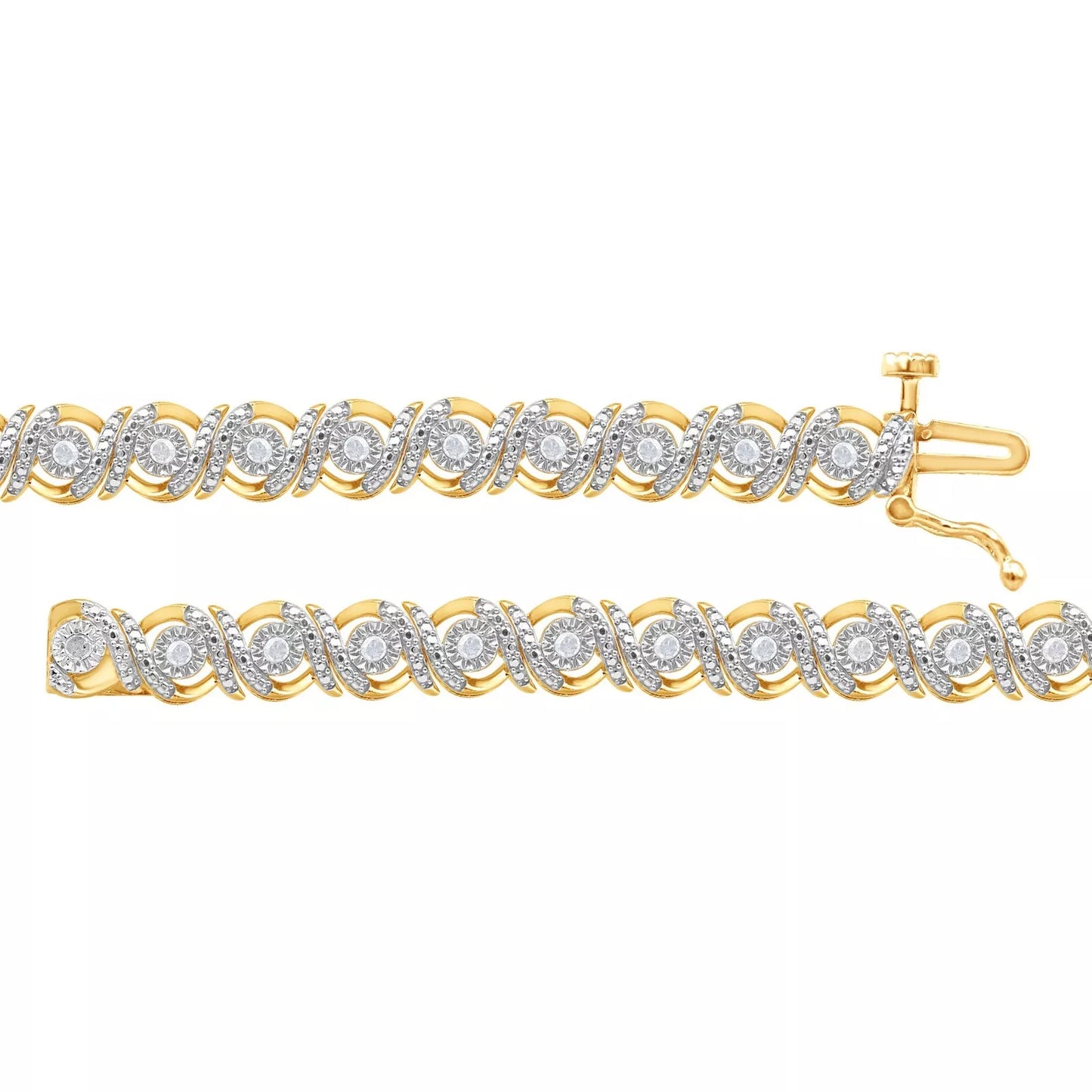 Elegant Gold-Plated Sterling Silver Tennis Bracelet with 0.50 cttw Diamonds – For Women