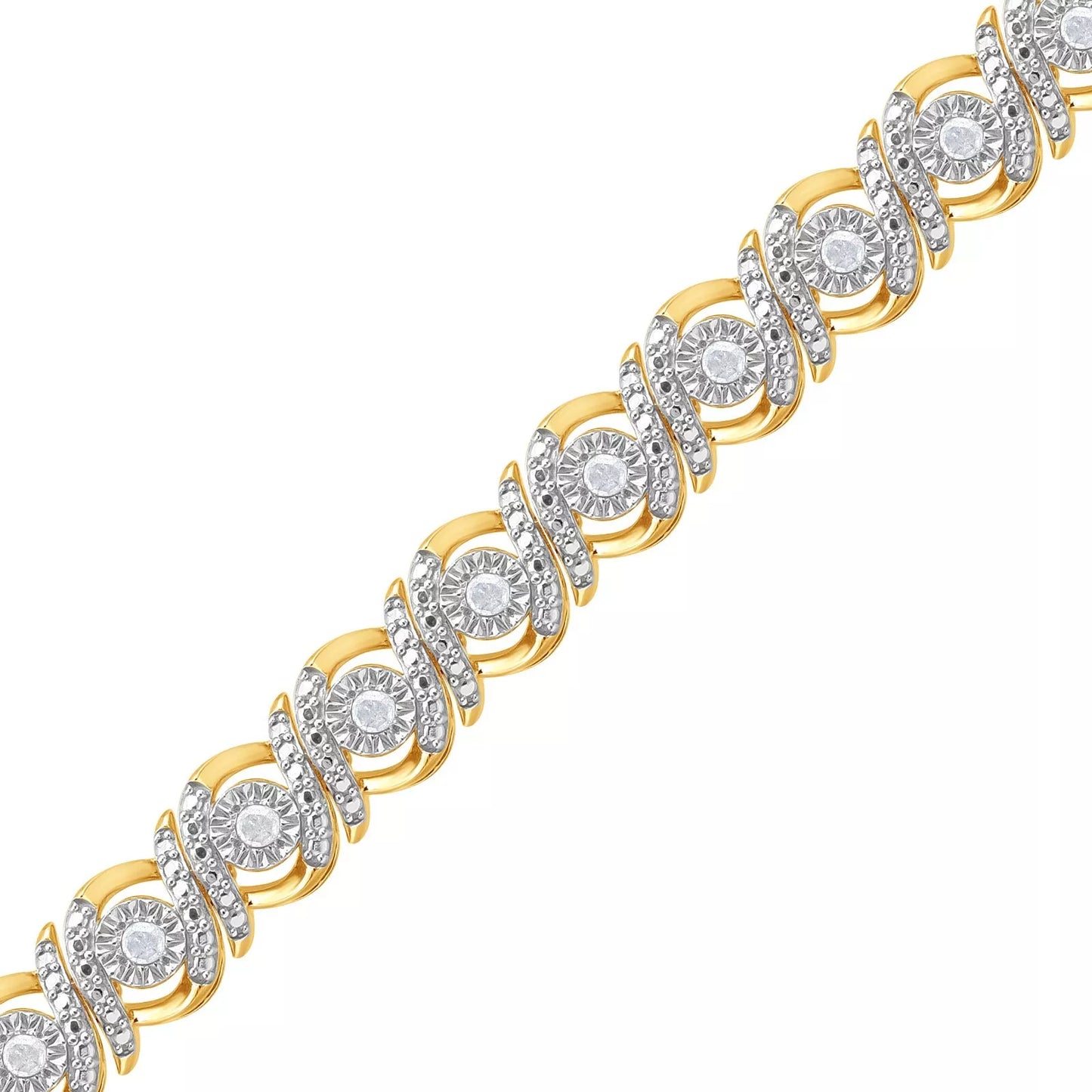 Elegant Gold-Plated Sterling Silver Tennis Bracelet with 0.50 cttw Diamonds – For Women