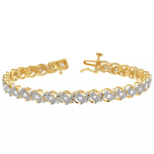 Elegant Gold-Plated Sterling Silver Tennis Bracelet with 0.50 cttw Diamonds – For Women