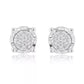 Sterling Silver Cluster Stud Earrings with 1/10 Cttw Prong-Set Diamonds – Ideal for Women