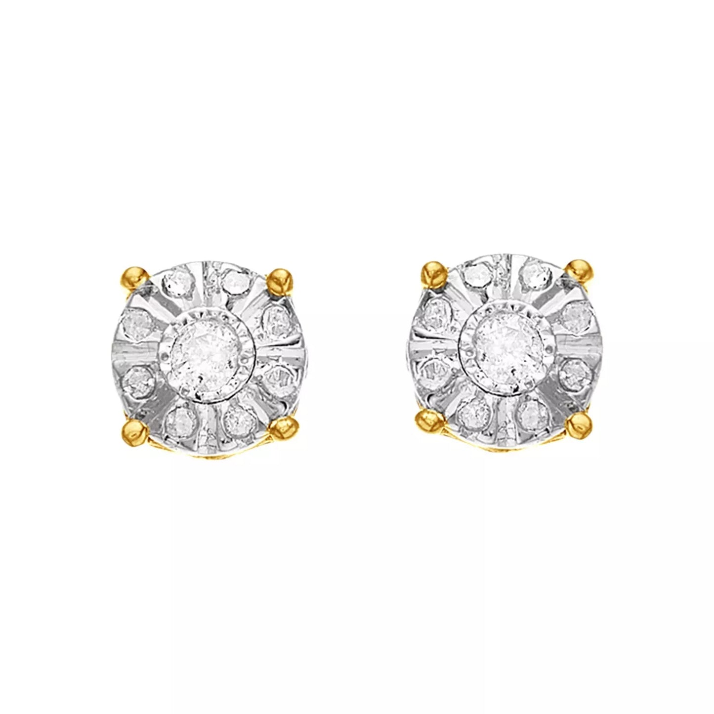 0.10 CTTW Illusion-Set Round Diamond Stud Earrings in Sterling Silver