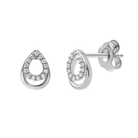 Sterling Silver Floral Diamond Stud Earrings with 0.10 cttw – Thoughtful Gift for Women