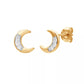 Charming 0.10 ct Diamond Crescent Moon Stud Earrings – Gold-Plated Sterling Silver