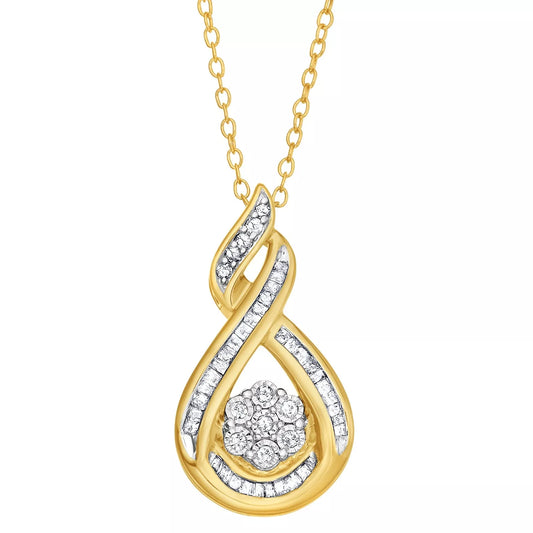 Elegant 0.25 cttw Yellow Gold Over Sterling Silver Diamond Teardrop Necklace for Women