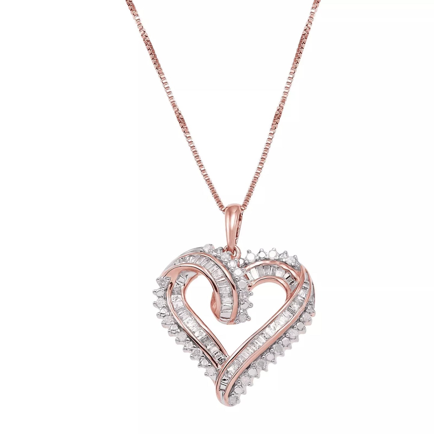 Charming 1/2 CT Double Row Heart Necklace with Diamonds in 14K Silver – A Thoughtful Valentine’s Gift for Women