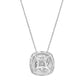 1/2 Carat Total Weight Round Diamond Cushion Halo Pendant with Sterling Silver Chain for Women