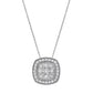 1/2 Carat Total Weight Round Diamond Cushion Halo Pendant with Sterling Silver Chain for Women