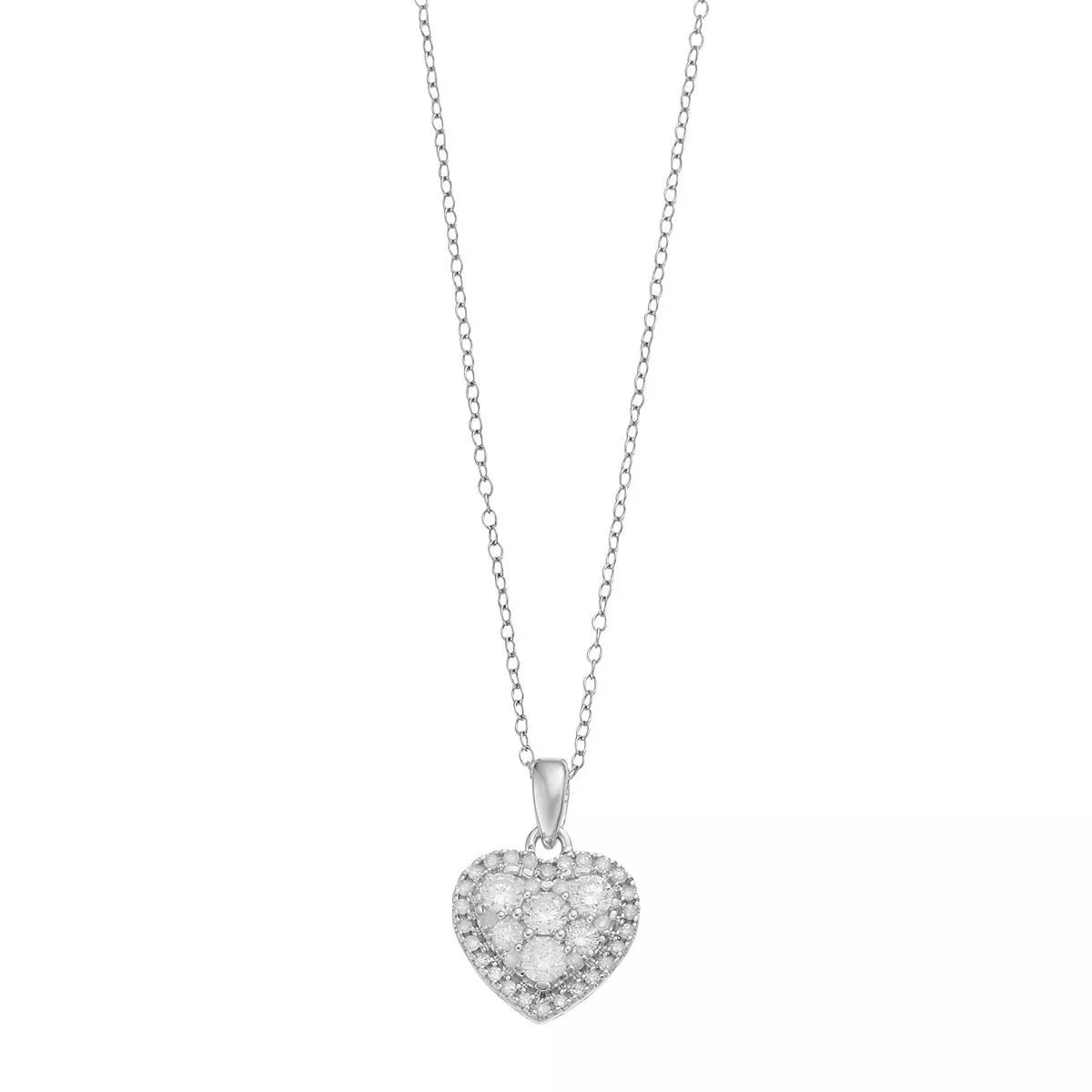 Sterling Silver Heart Pendant Necklace with 1/2 Ct Diamonds – Ideal Valentine’s Gift for Her