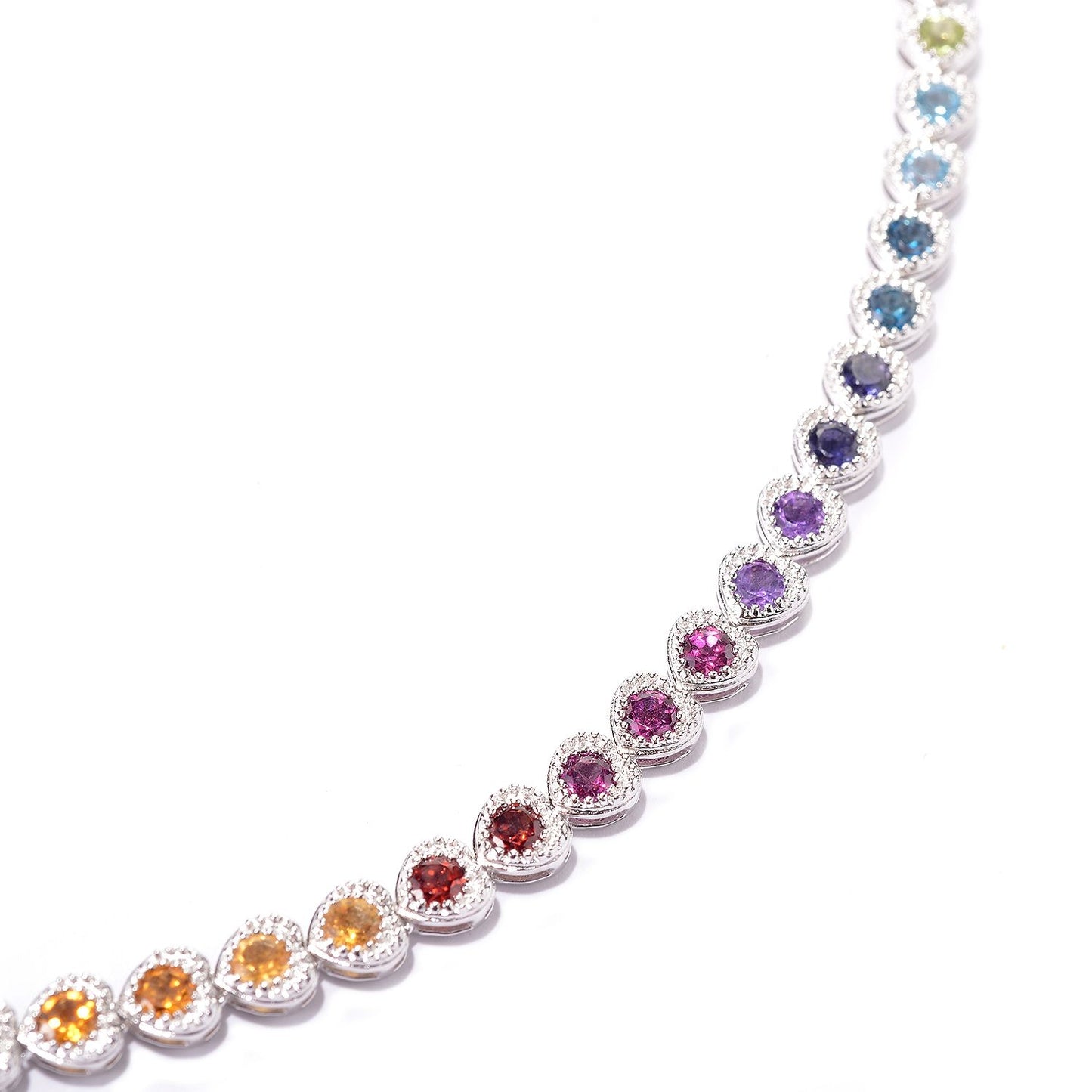 925 Sterling Silver White Zircon Gemstone Tennis Necklace