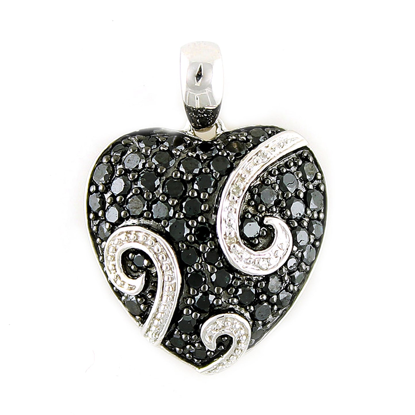 Sterling Silver 1.79Ctw Blue Sapphire Heart Pendant 1.06"L With 18" Chain