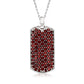 925 Sterling Silver Pave Black Spinel Dog Tag Pendant Necklace with Chain and Cord