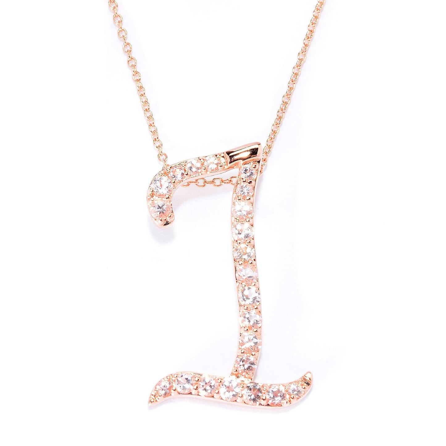 18k Rose Gold over Sterling Silver Round Morganite Gemstone A To Z Pendant Necklace