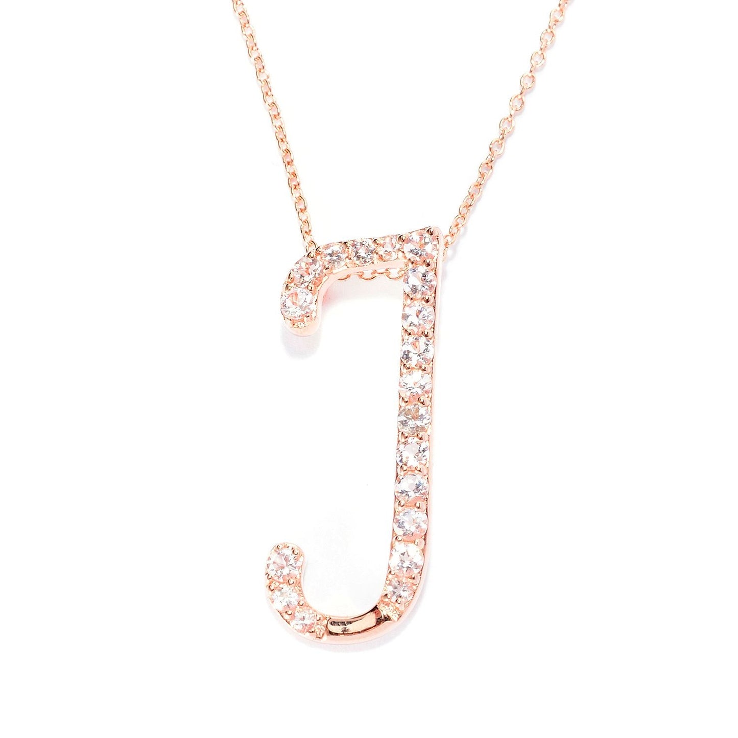 18k Rose Gold over Sterling Silver Round Morganite Gemstone A To Z Pendant Necklace