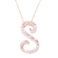 18k Rose Gold over Sterling Silver Round Morganite Gemstone A To Z Pendant Necklace