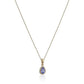 10k Gold Multi Gemstone Option and Created White Sapphire Pear Halo Pendant Necklace