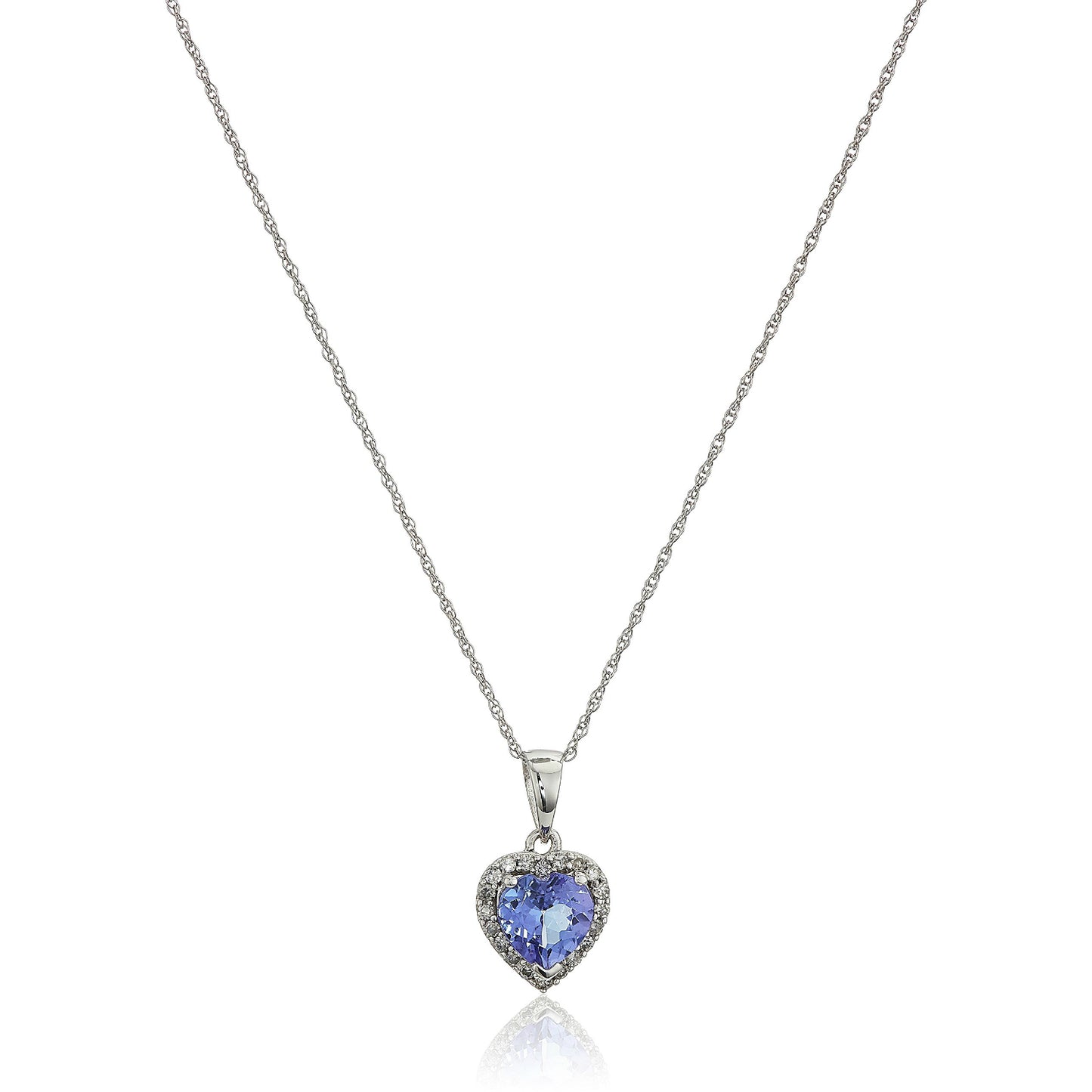 10k Gold Multi Gemstone Option Heart and Diamond Pendant Necklace, 18"