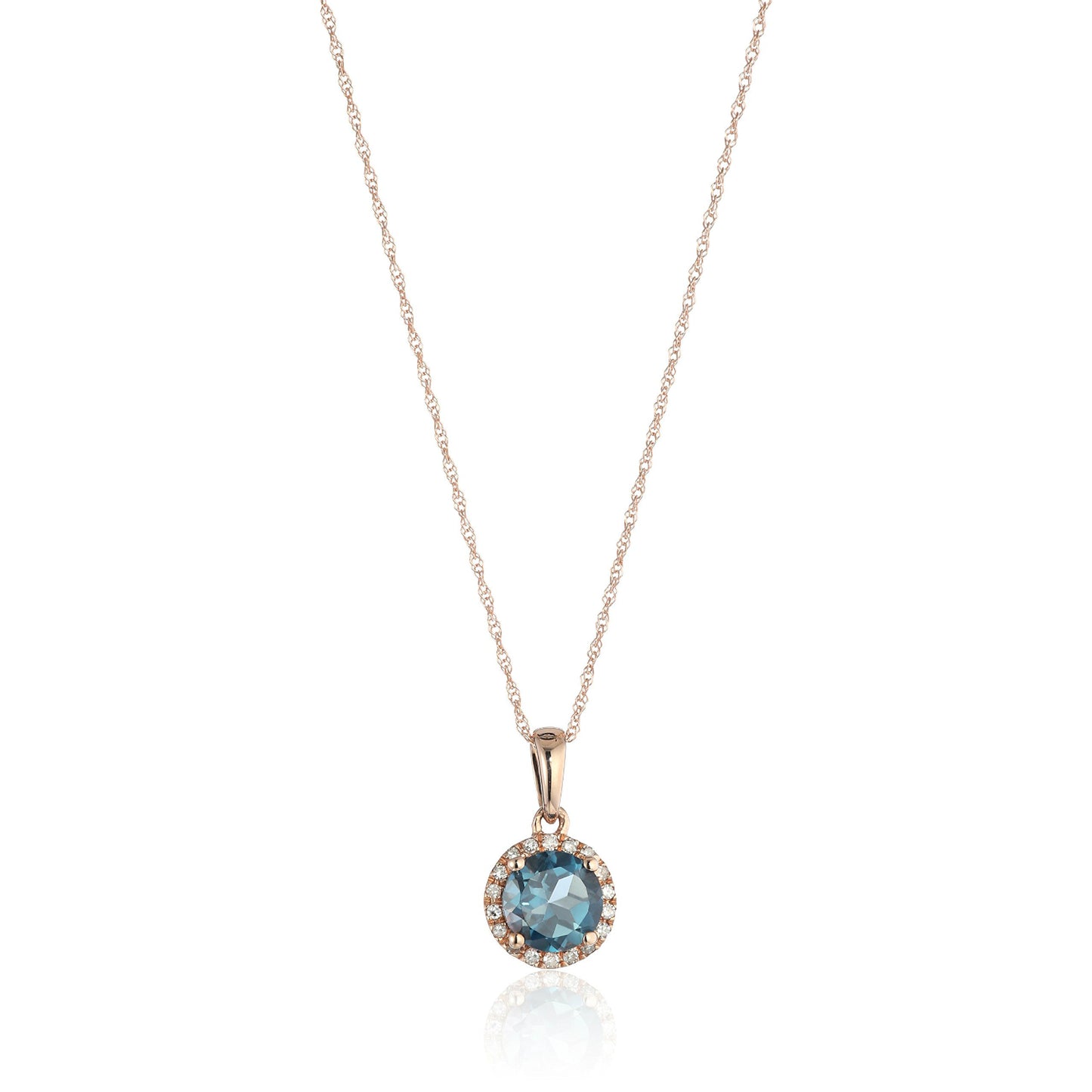 10k Gold Multi Gemstone Option and Diamond Classic Pendant Necklace, 18"