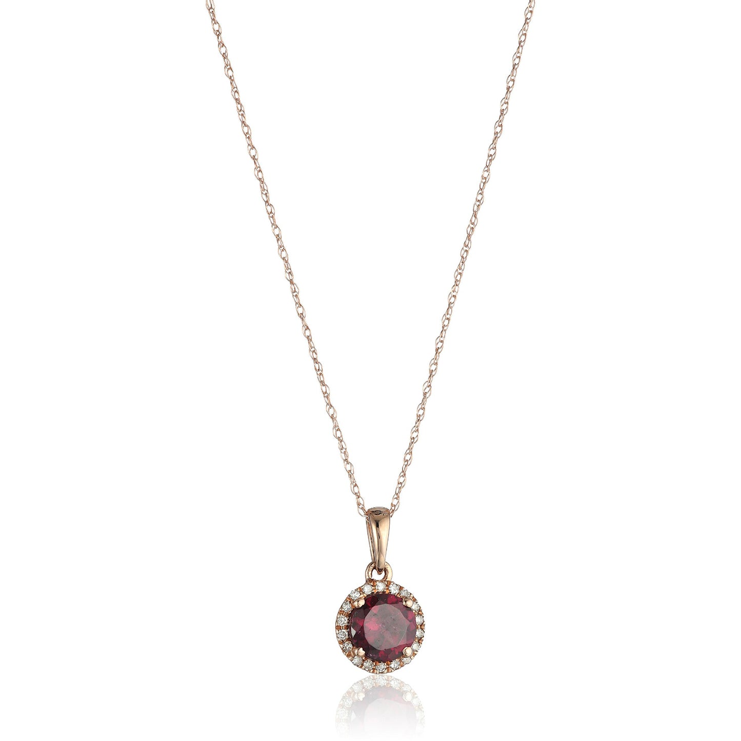 10k Gold Multi Gemstone Option and Diamond Classic Pendant Necklace, 18"