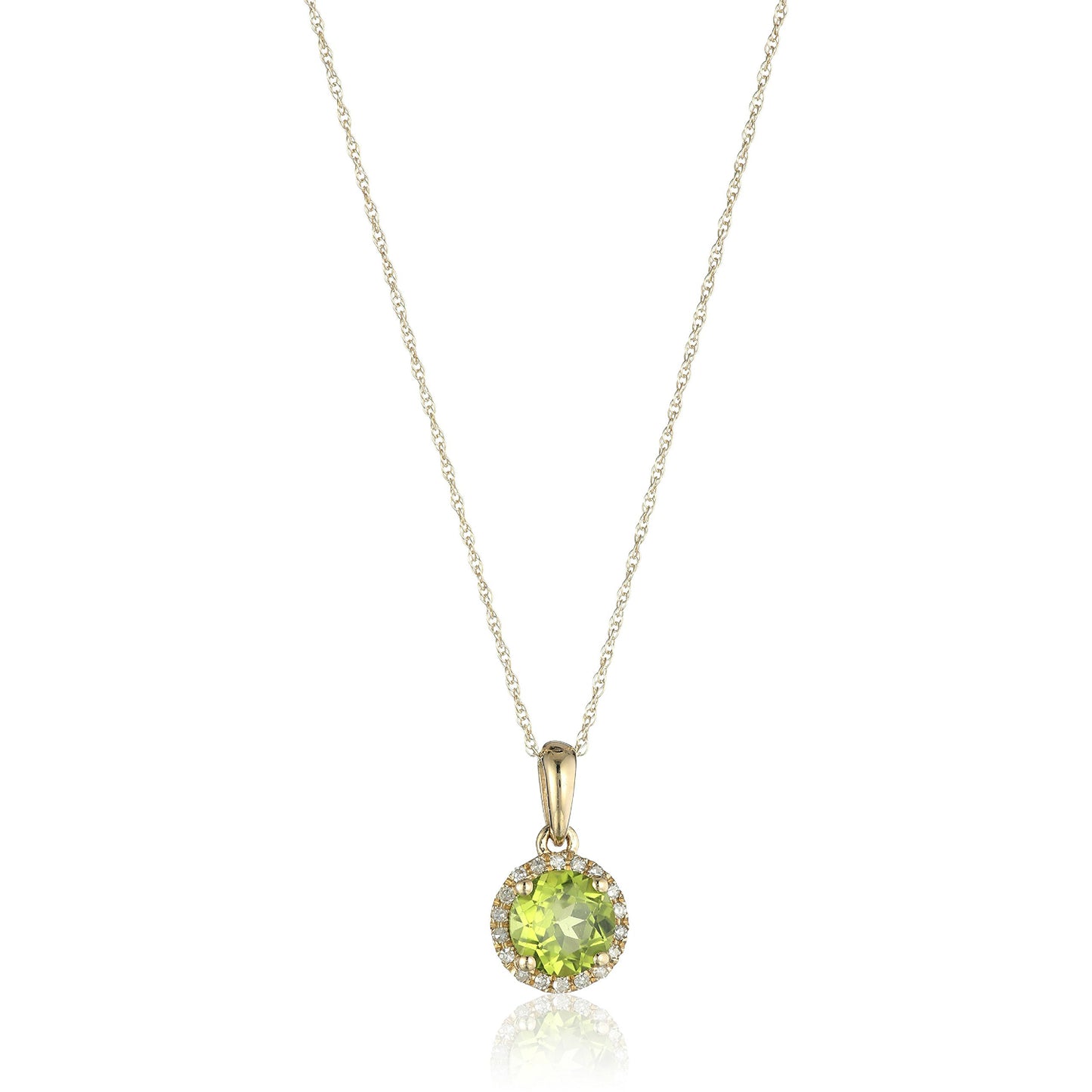 10k Gold Multi Gemstone Option and Diamond Classic Pendant Necklace, 18"