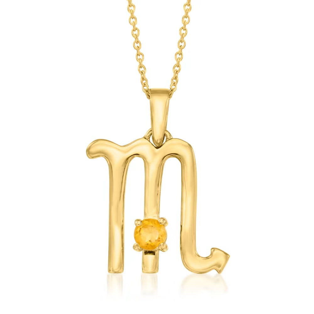 18kt Yellow Gold Over Sterling Silver Gemstone Zodiac Sign Pendant Necklaces