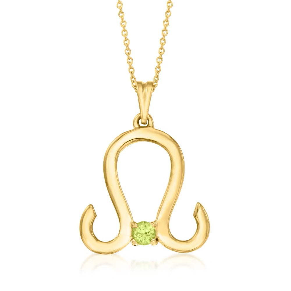 18kt Yellow Gold Over Sterling Silver Gemstone Zodiac Sign Pendant Necklaces