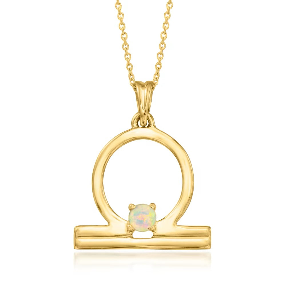 18kt Yellow Gold Over Sterling Silver Gemstone Zodiac Sign Pendant Necklaces