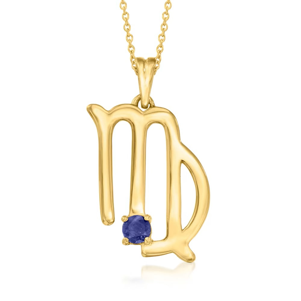 18kt Yellow Gold Over Sterling Silver Gemstone Zodiac Sign Pendant Necklaces