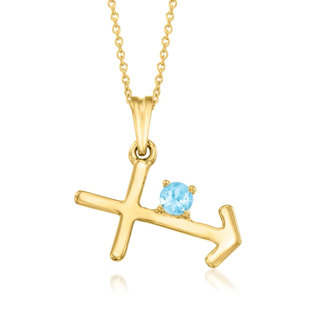 18kt Yellow Gold Over Sterling Silver Gemstone Zodiac Sign Pendant Necklaces