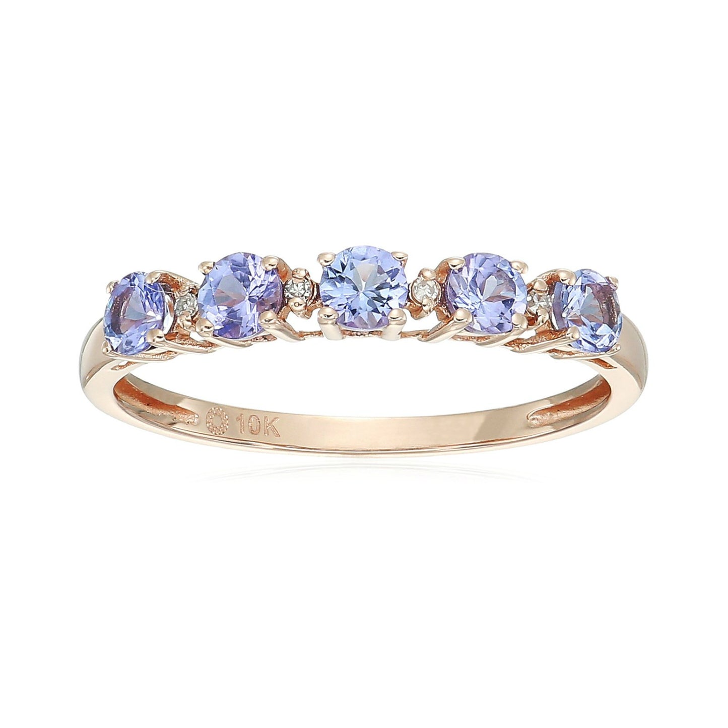 10k Gold Multi Gemstone Option and Diamond Accented Stackable Ring