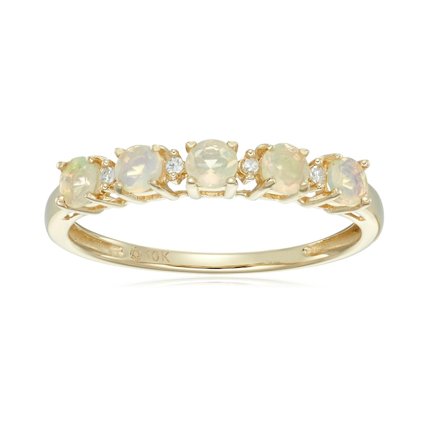 10k Gold Multi Gemstone Option and Diamond Accented Stackable Ring