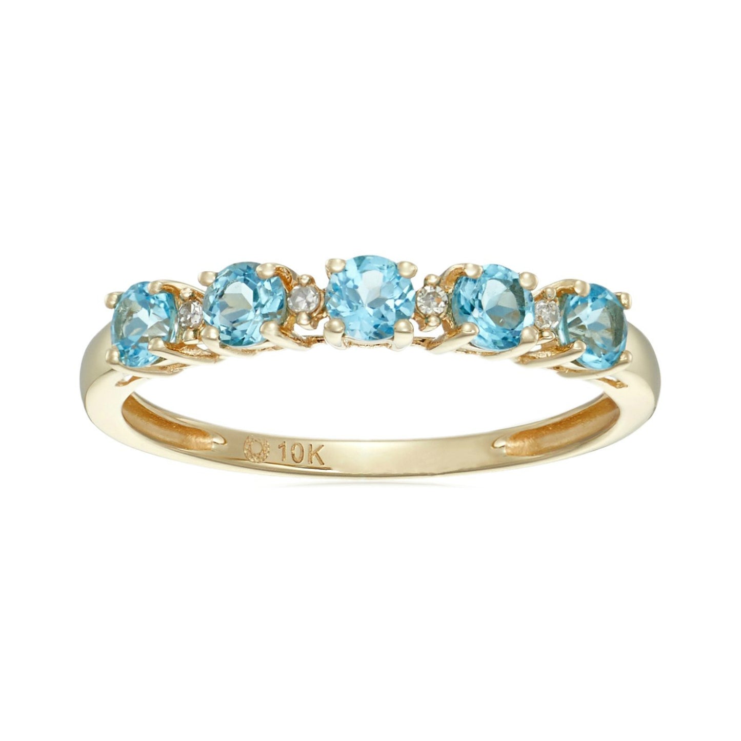 10k Gold Multi Gemstone Option and Diamond Accented Stackable Ring