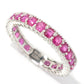 Sterling Silver Rhodolite Round Eternity Rings, Size 7