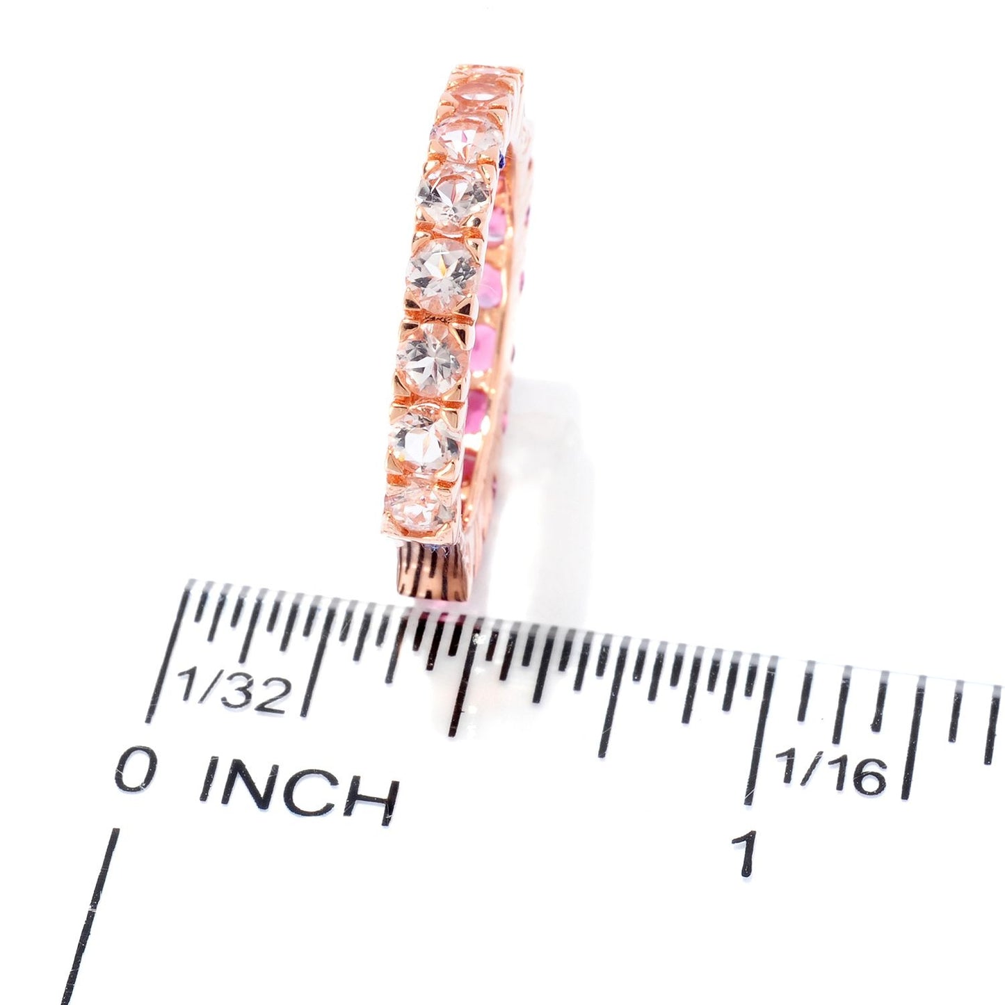 Pinctore SS/ 18K Rose Vermeil Morganite & Pink Tourmaline Reversible Band Ring