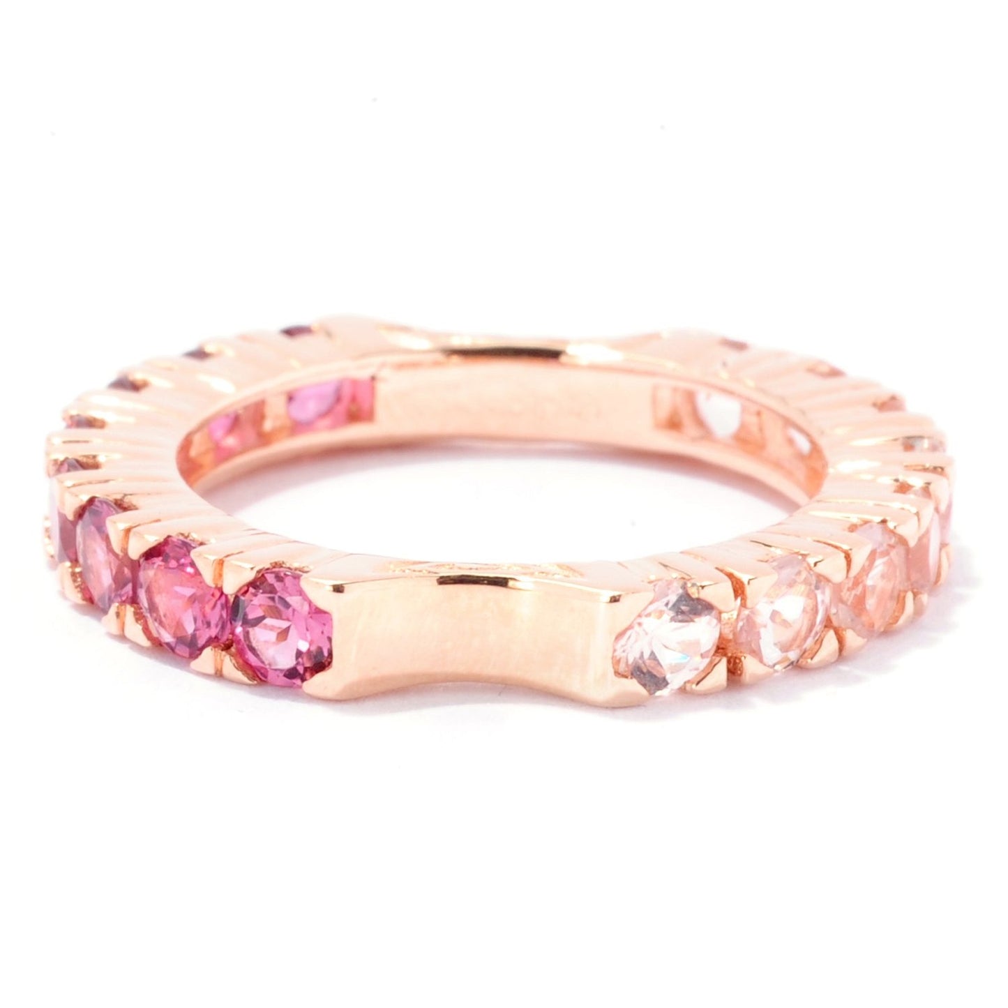 Pinctore SS/ 18K Rose Vermeil Morganite & Pink Tourmaline Reversible Band Ring