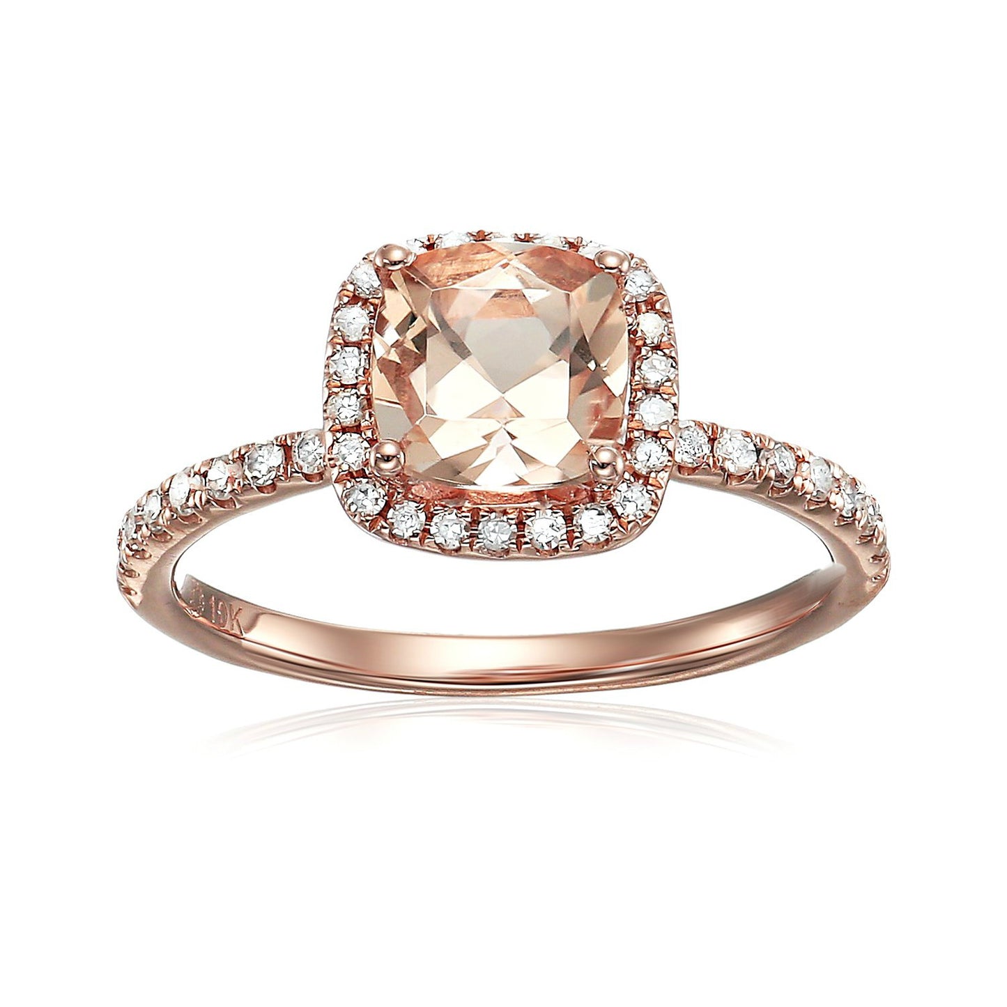 10k Rose Gold Multi Option Gemstone and Diamond Cushion Halo Engagement Ring (1/4cttw, H-I Color, I1-I2 Clarity),