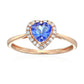 10k Gold Multi Gemstone Option Diamond Solitaire Heart Halo Engagement Ring (1/10cttw, H-I Color, I1-I2 Clarity),