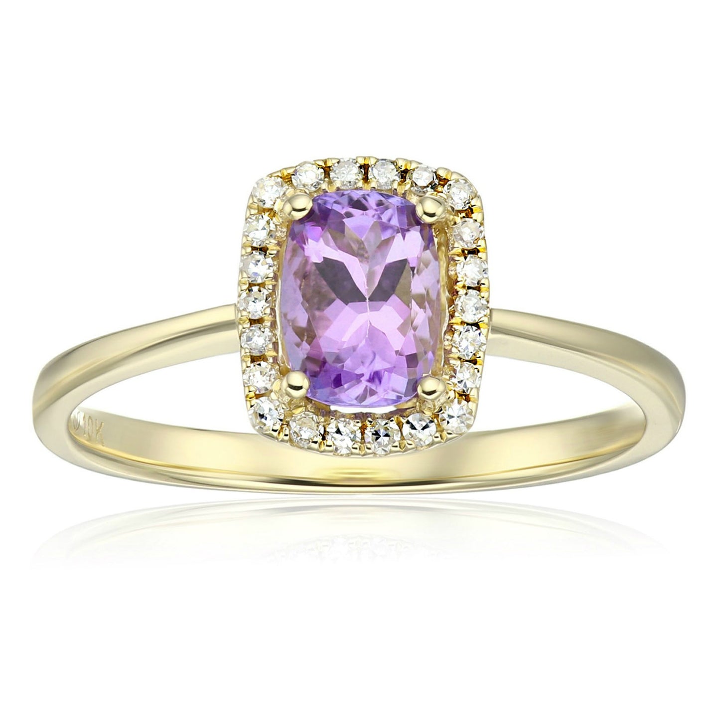 10k Gold Multi Gemstone Option and Diamond Halo Ring (1/10cttw)