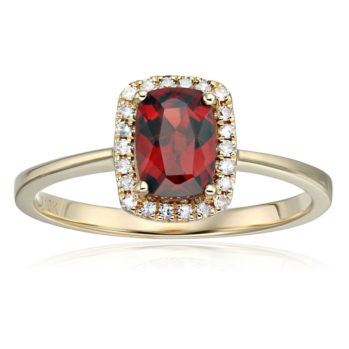 10k Gold Multi Gemstone Option and Diamond Halo Ring (1/10cttw)