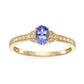 10k Gold Multi Gemstone Option Oval and Diamond Solitaire Stackable Ring