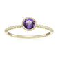 10k Multi Gemstone Option Solitaire Beaded Shank Stackable Ring